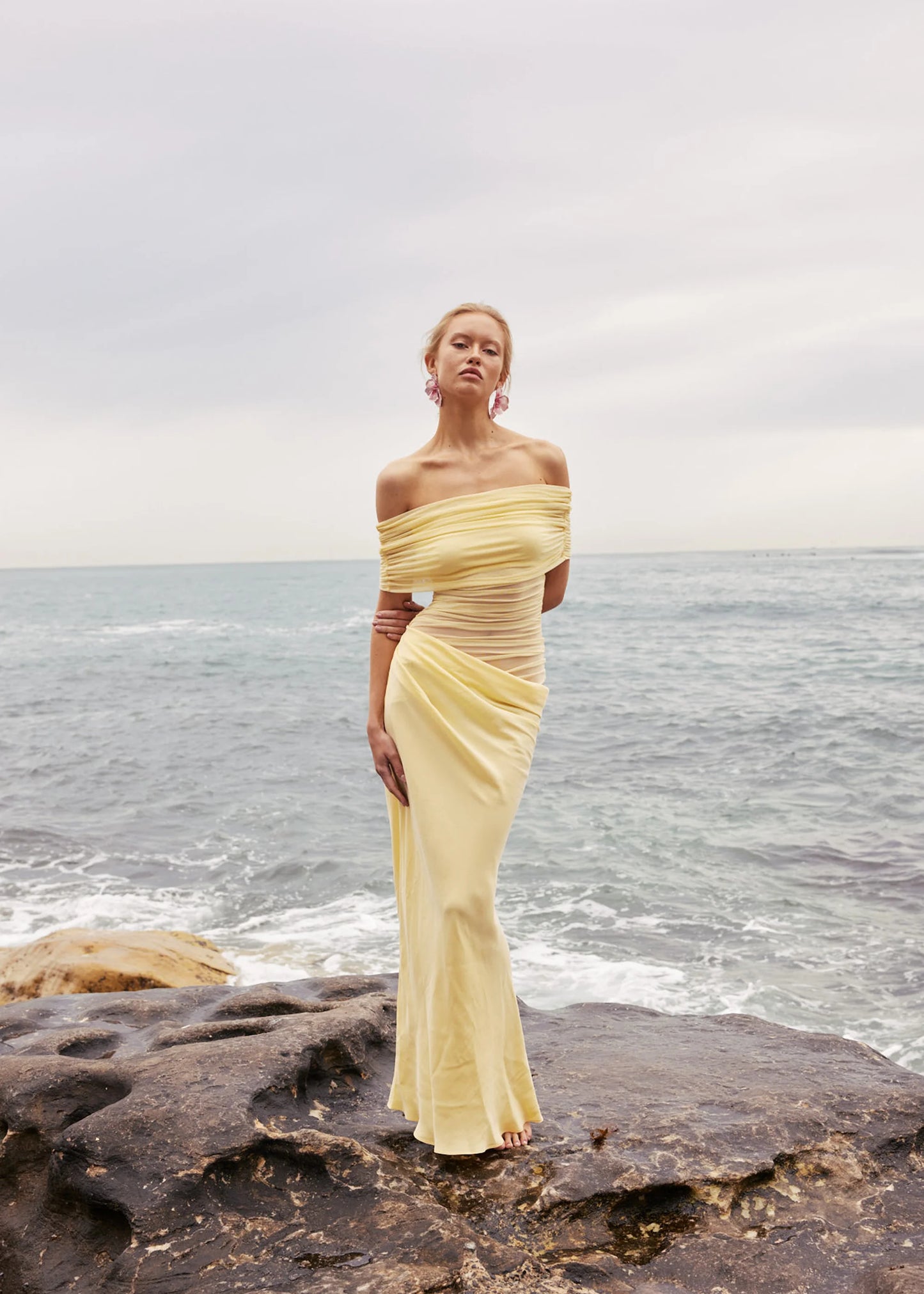 Benni Nico off shoulder maxi - butter yellow