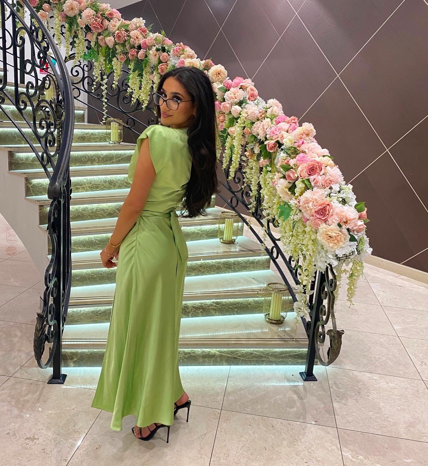 Bec & Bridge lime green silk dress