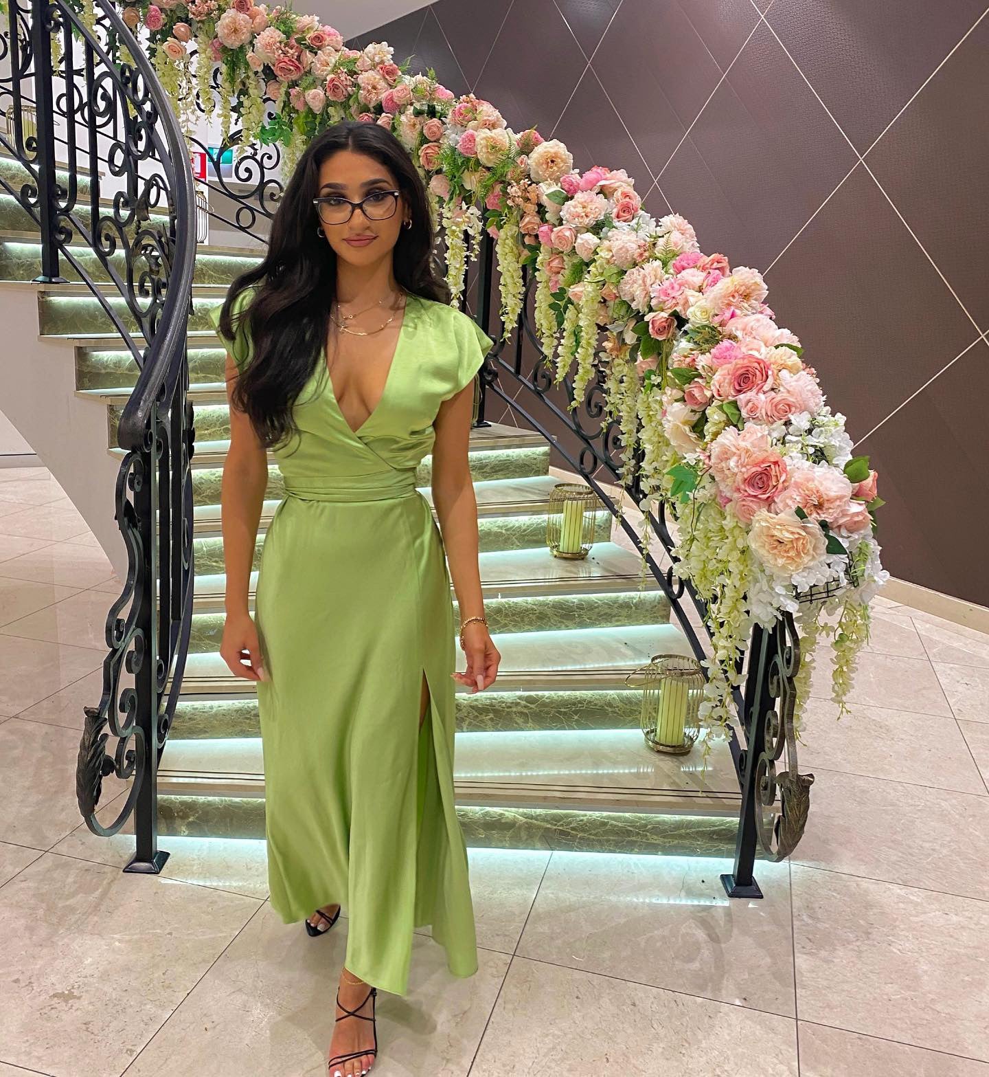 Bec & Bridge lime green silk dress