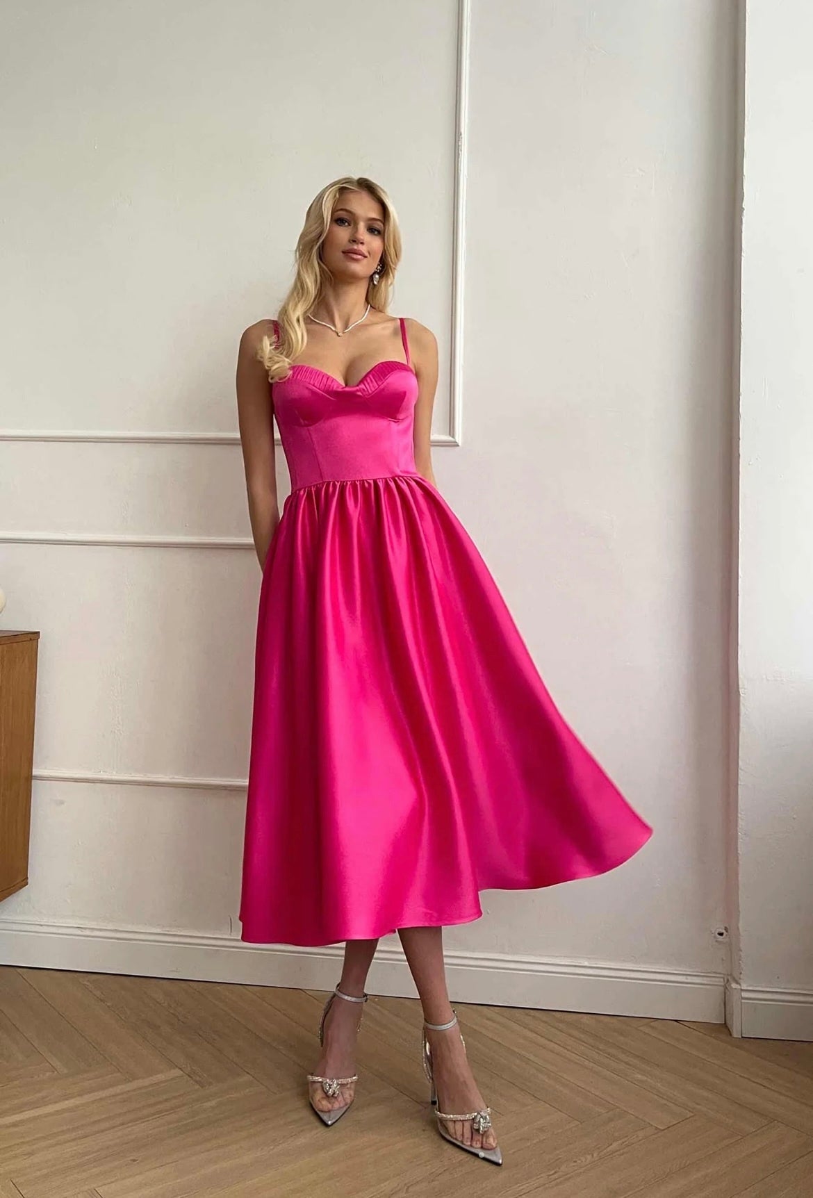 Barbie pink bustier midi