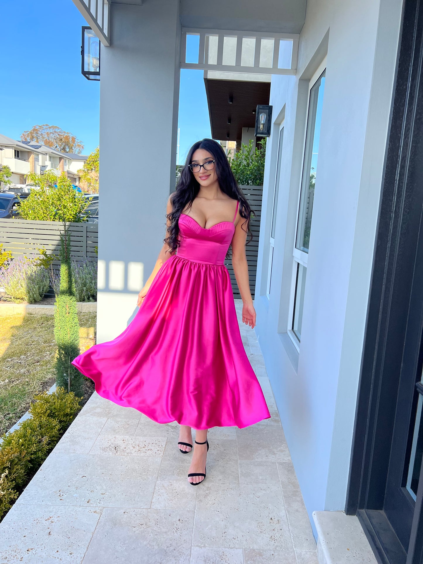 Barbie pink bustier midi