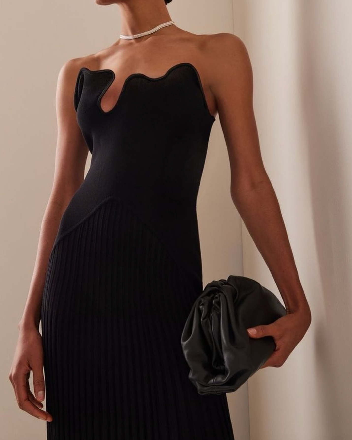 Christopher Esber Sculptured pleated rib dress - black