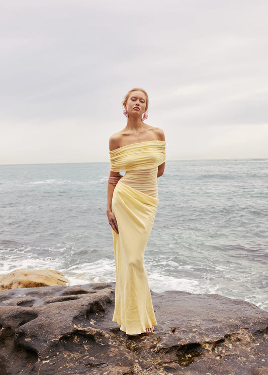 Benni Nico off shoulder maxi - butter yellow