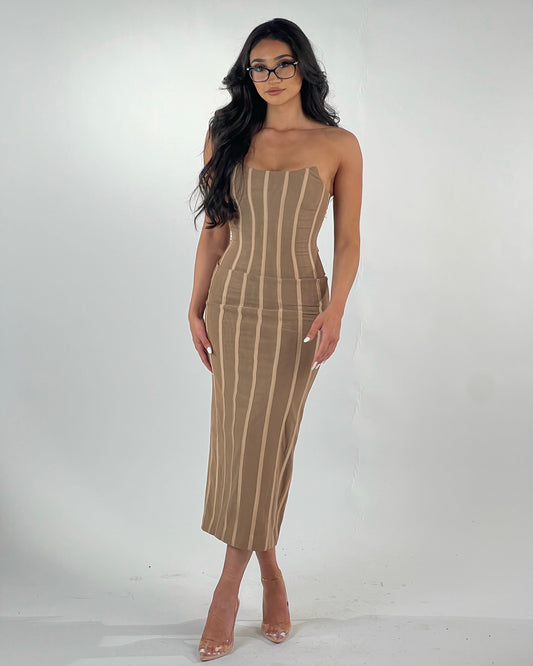 Misha midi corset dress - nude