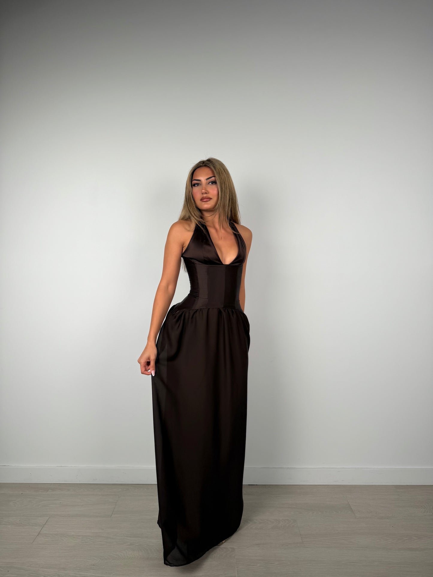Layla corset chocolate gown