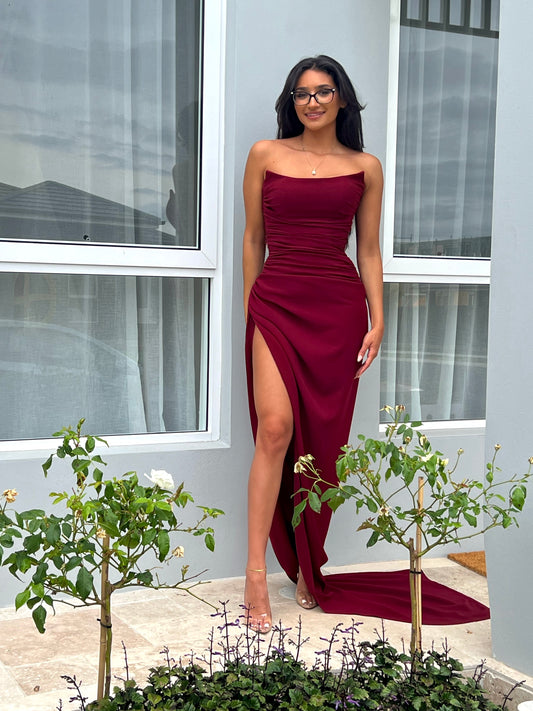 Lia Stublla Burgundy corset gown