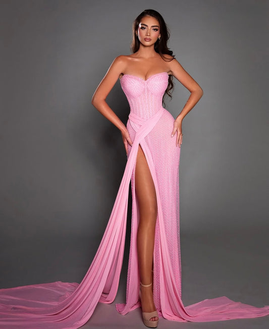 Baby Pink draped corset gown