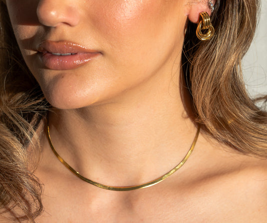 Daniella herringbone chain necklace - 18kt gold plated