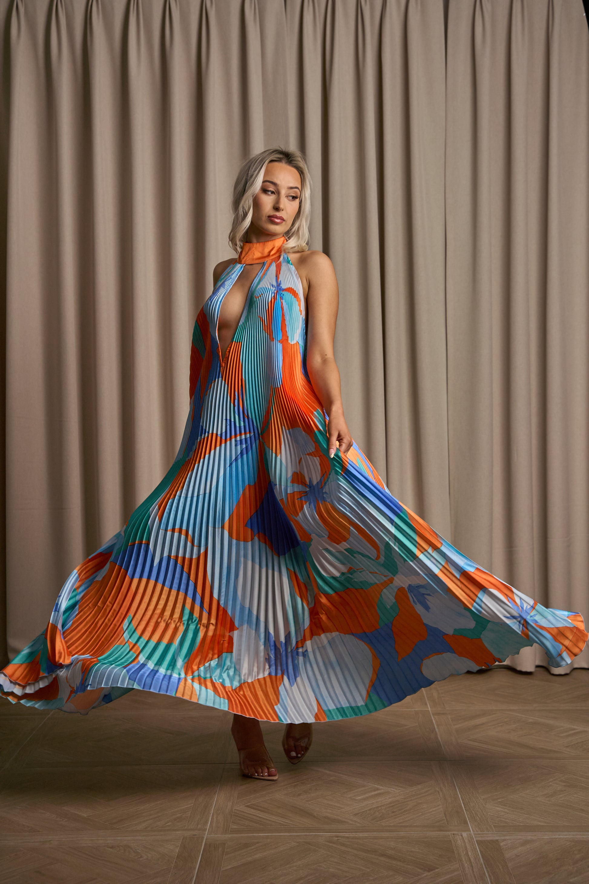 lidee orange dress L'IDEE Renaissance Split Gown in Tangelo